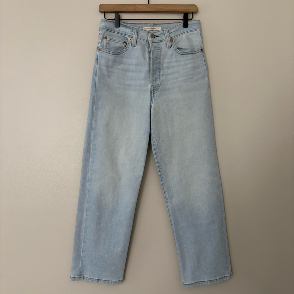 Levi's Ribcage Straight Leg Ankle jeans high rise button fly light wash 27 - Picture 2 of 12